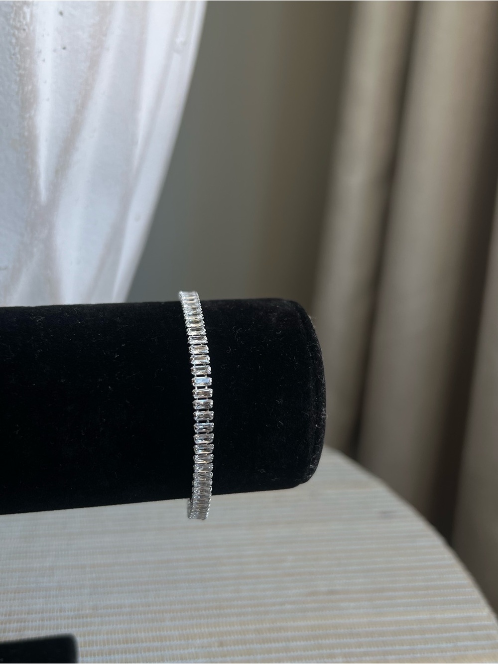 Silver baguette Tennis Bracelet with Clear Stones